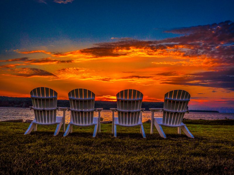 Four Chairs at Sunset in Door County