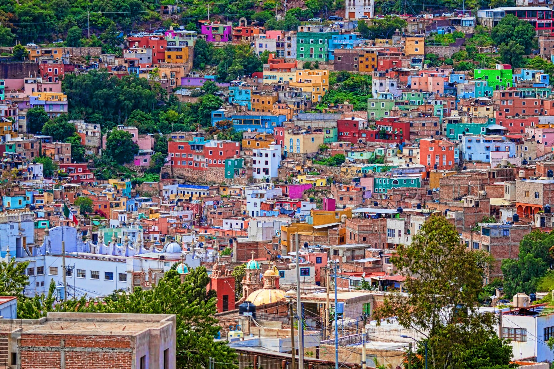 Colorful hilltop houses in Guanajuato, Mexico
